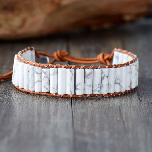 Howlite Tube Beads Bracelet