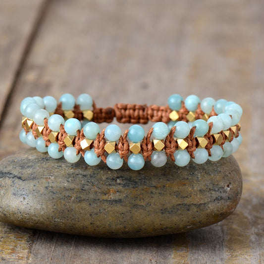 Double Layer Amazonite Gold Bracelet