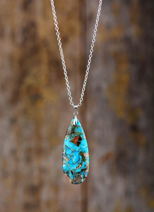 Gold Line Turquoise Teardrop Pendant