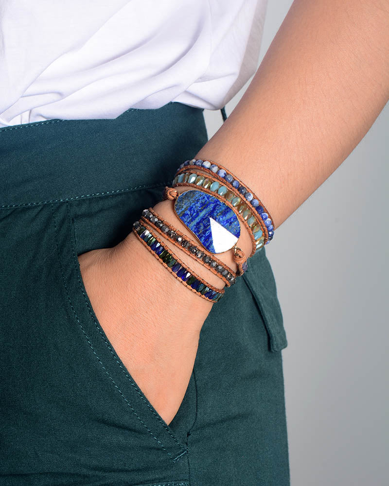 Sehaya Lapis Lazuli Statement Wrap Bracelet Image 03
