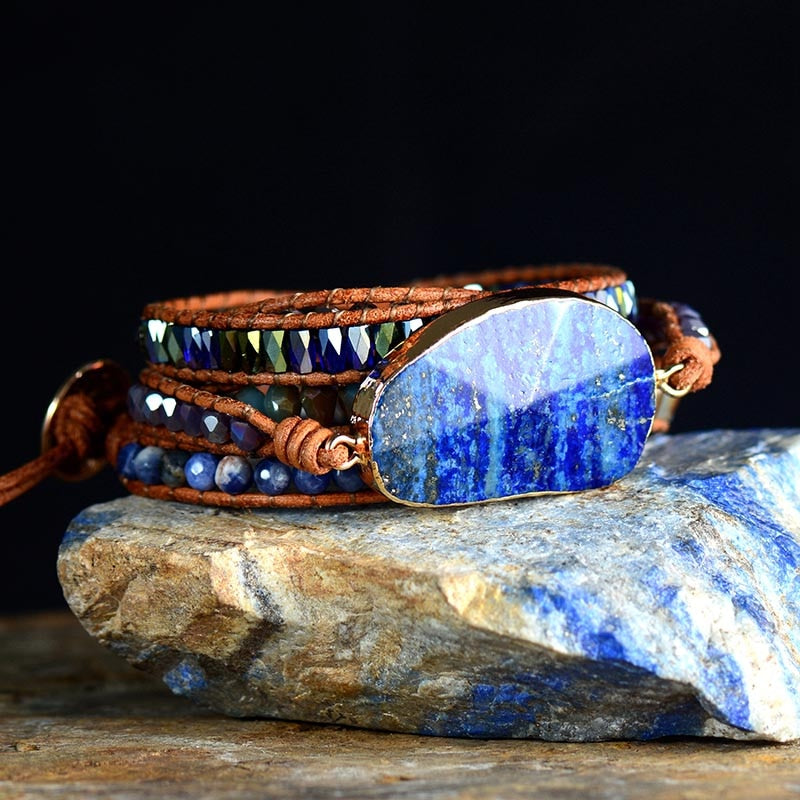 Sehaya Lapis Lazuli Statement Wrap Bracelet Image 06