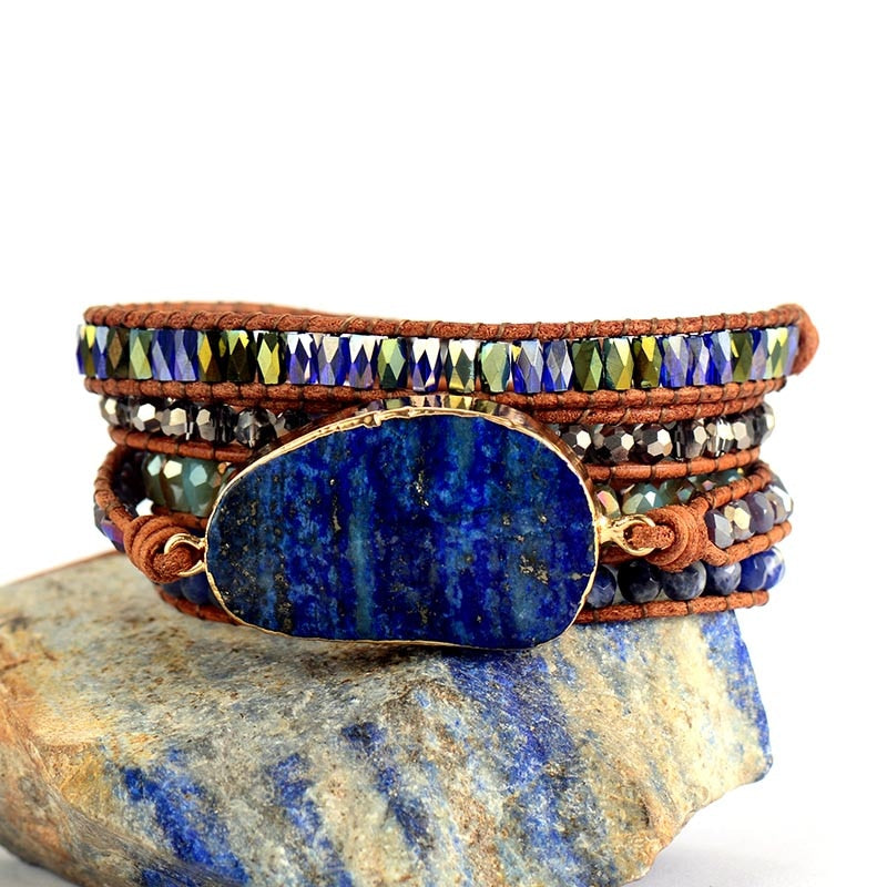 Sehaya Lapis Lazuli Statement Wrap Bracelet Image 05