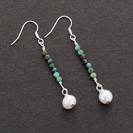 African Turqouise Pearl Earrings