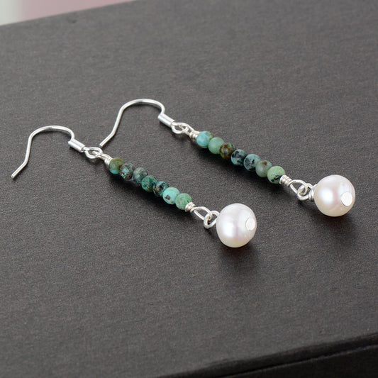 African Turqouise Pearl Earrings