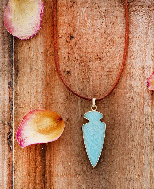 Gilded Amazonite Arrowhead Pendant
