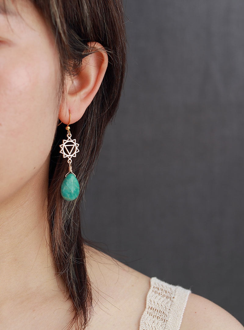 Amazonite Sacred Triangle Earrings