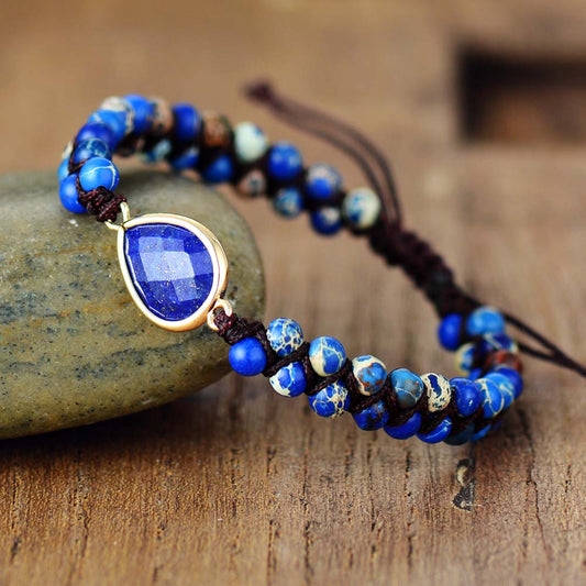 Lapis Lazuli Teardrop Charm Bracelet