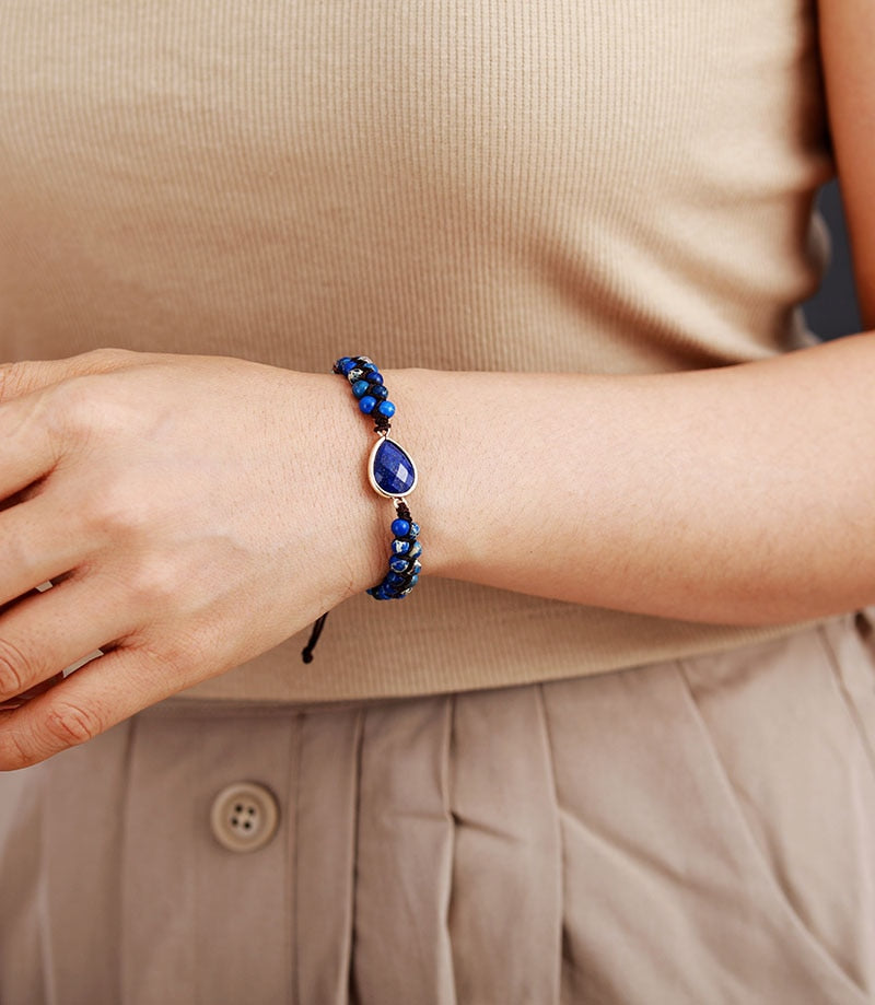 Lapis Lazuli Teardrop Charm Bracelet
