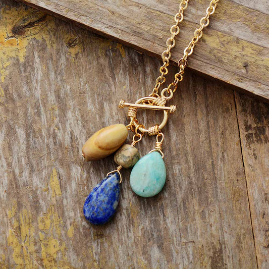 Lapis Lazuli, Jasper & Amazonite Boho Necklace