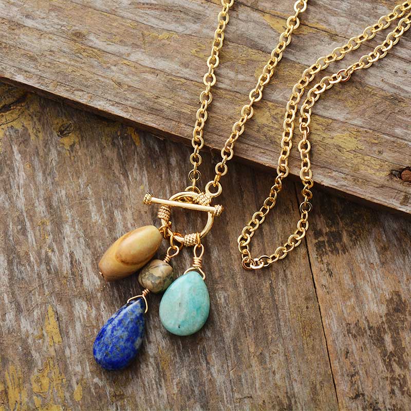 Lapis Lazuli, Jasper & Amazonite Boho Necklace