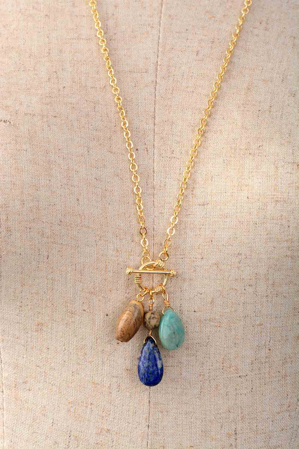 Lapis Lazuli, Jasper & Amazonite Boho Necklace