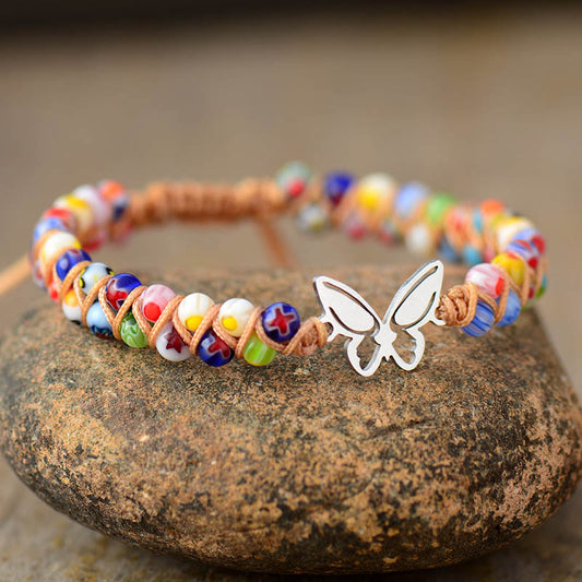 Butterfly Charm Braided Macrame Bracelet