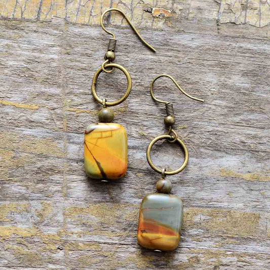 Vintage Natural Jasper Dangle Earrings