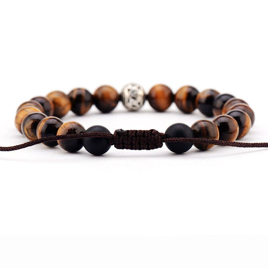 Tiger Eye Black Agate Tibetan Bracelet