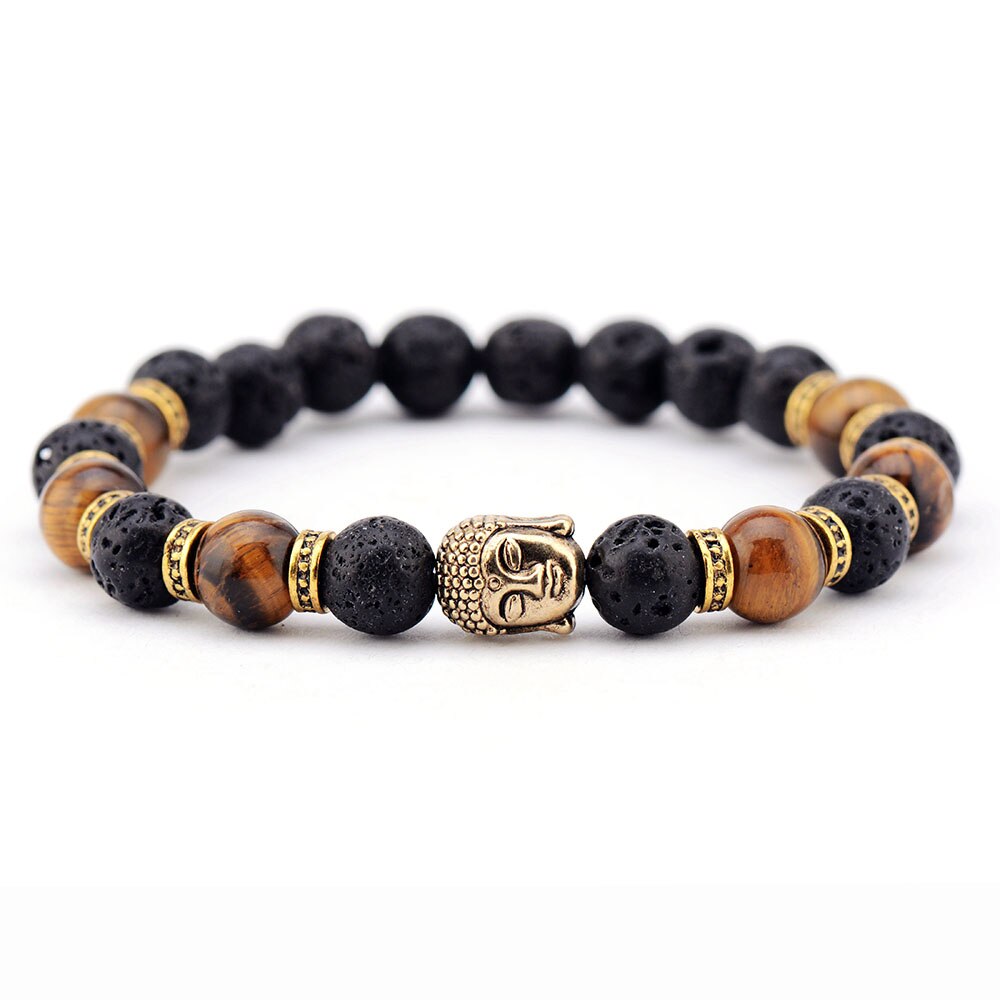 Sehaya Tiger Eye Lava Stone Buddha Bracelet 01