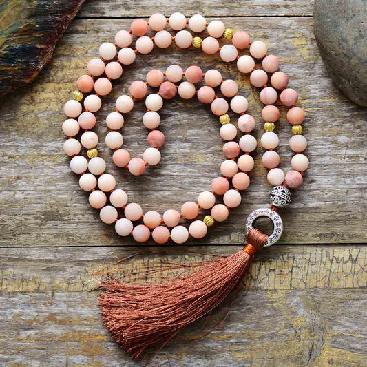 Pink Aventurine Vintage Tassel Necklace