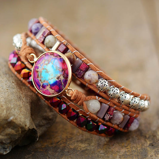 Purple Eye Boho Wrap Bracelet