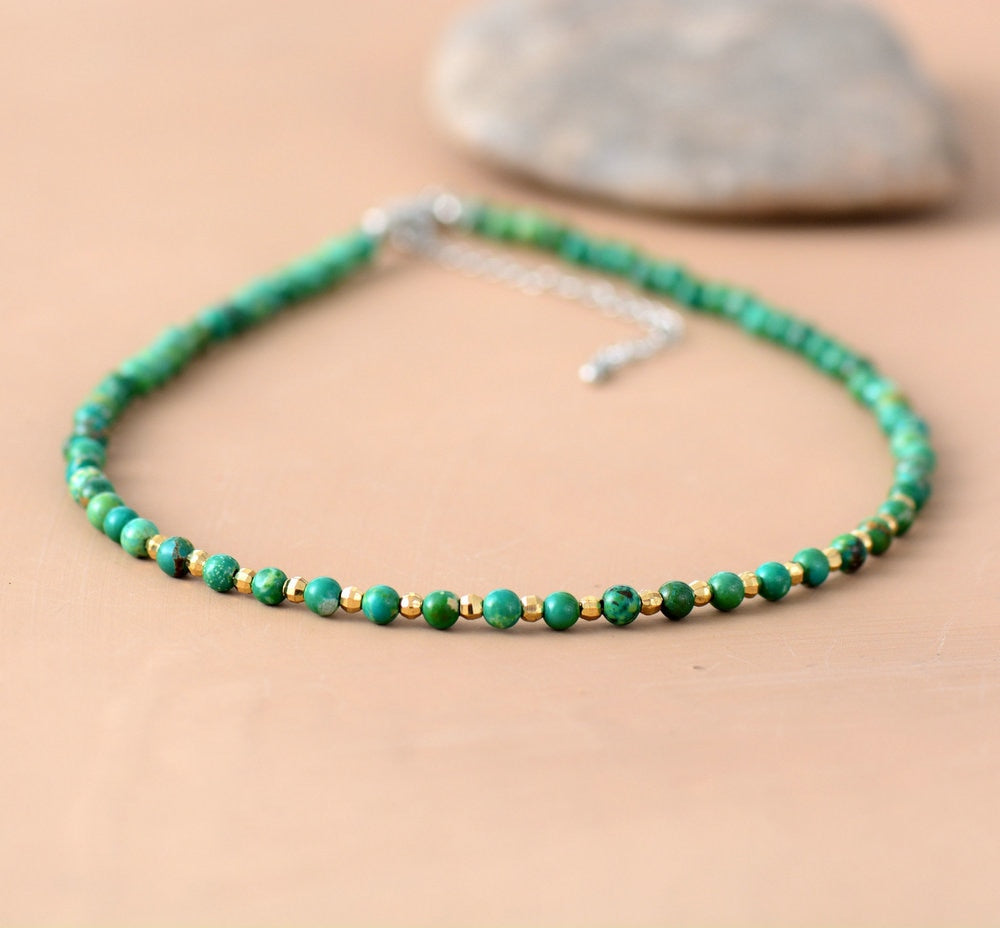 Green Turquoise Gold Choker Necklace