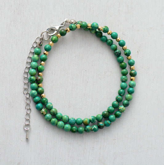 Green Turquoise Gold Choker Necklace