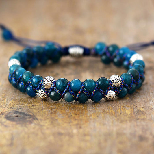 Apatite Steampunk Braided Bracelet