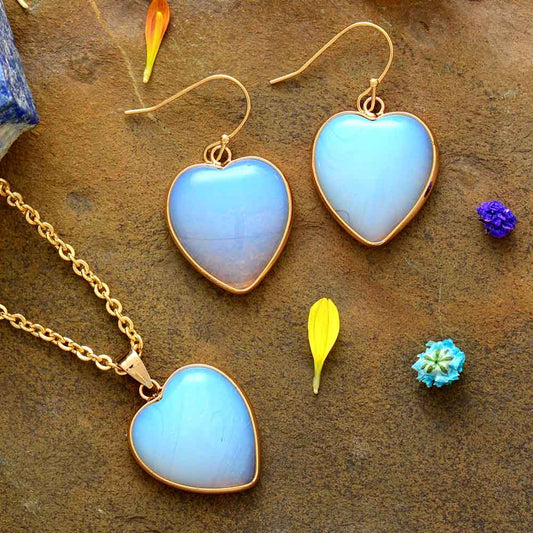 Amazonite Heart Necklace & Earrings Set