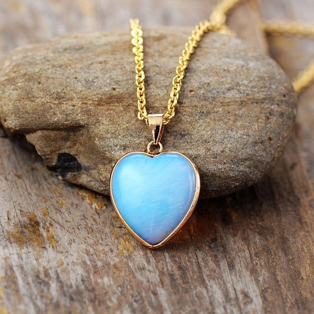 Amazonite Heart Necklace & Earrings Set