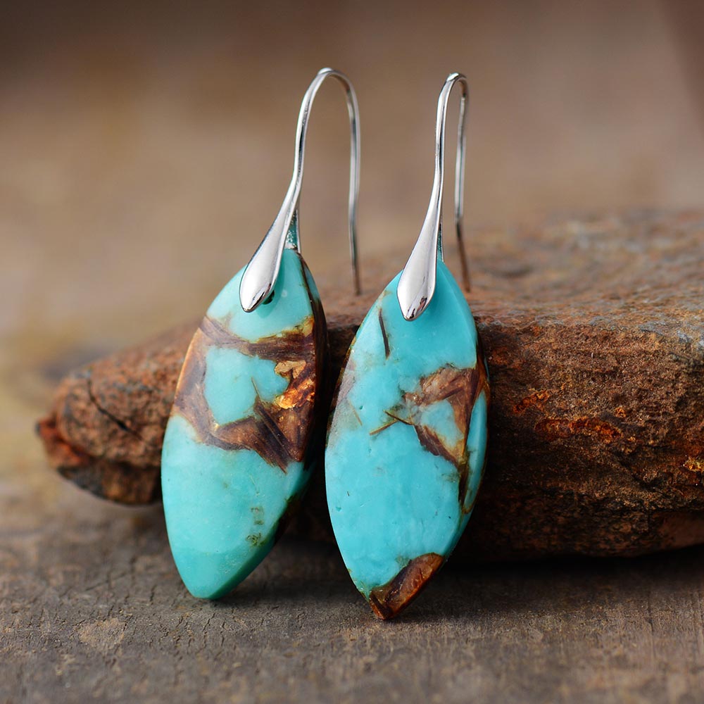 Synthetic Turquoise Jasper Statement Earrings