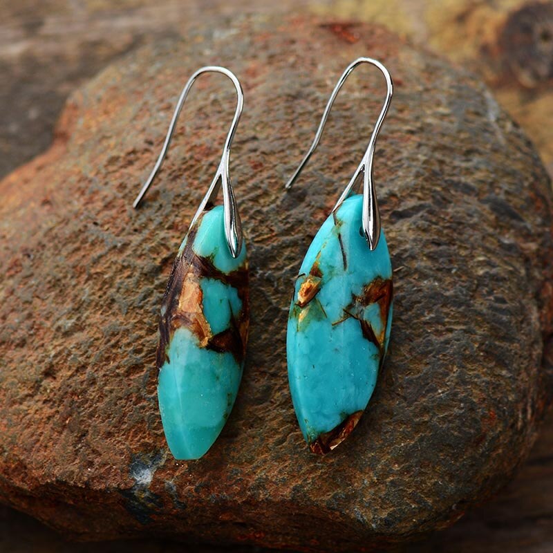 Synthetic Turquoise Jasper Statement Earrings