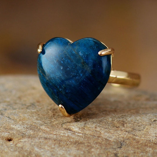 Apatite Stone Heart Ring