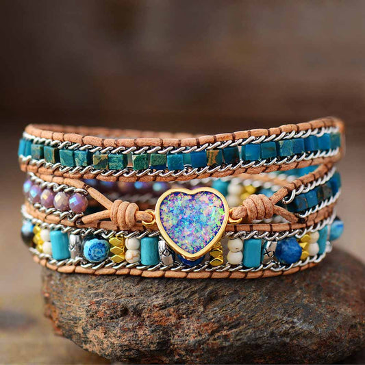 Blue Heart Opal Statement Bracelet