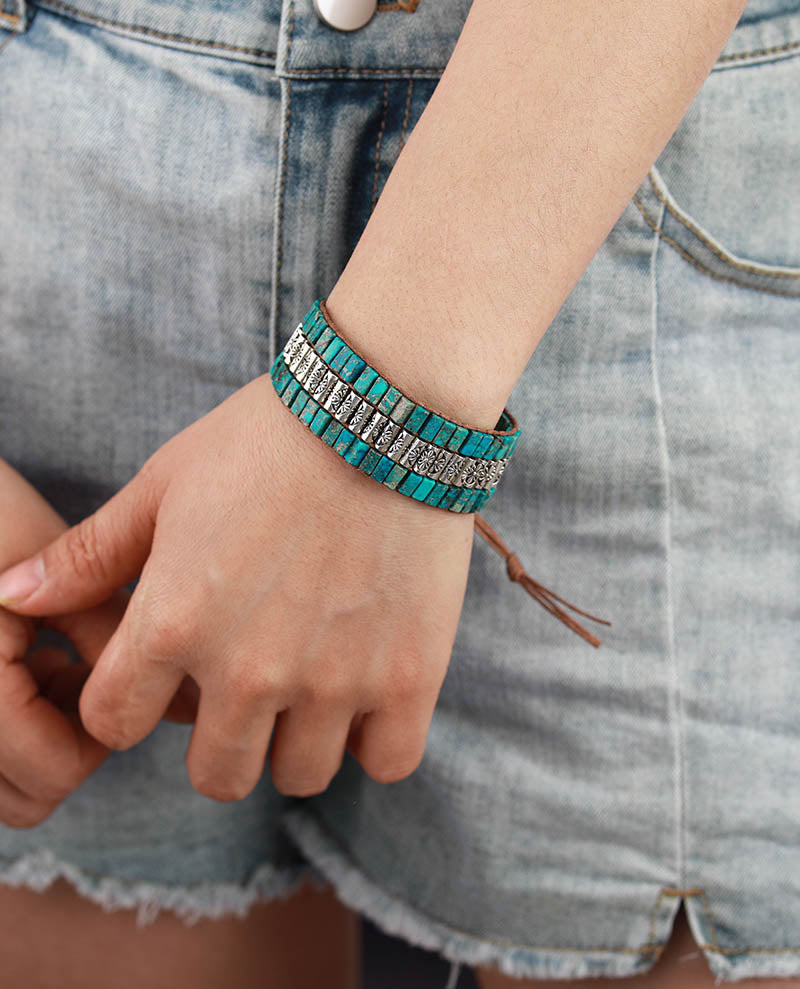 Turquoise Antique Statement Wristband Bracelet