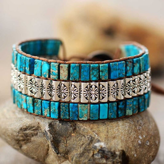 Turquoise Antique Statement Wristband Bracelet