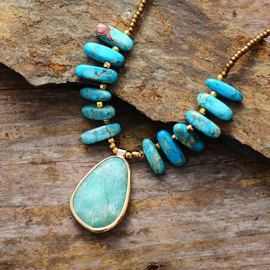 Amazonite Turquoise Charm Necklace