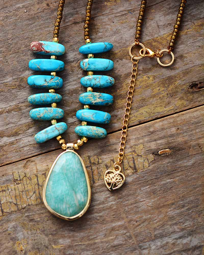 Amazonite Turquoise Charm Necklace