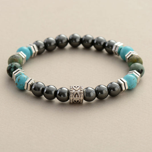 Hematite & Turquoise Beaded Bracelet