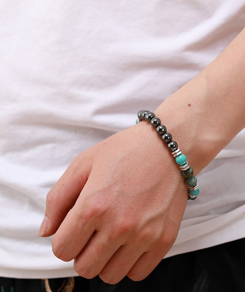 Hematite & Turquoise Beaded Bracelet