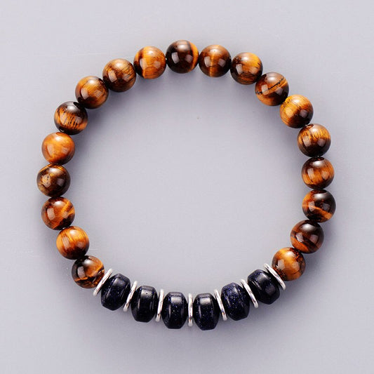 Tiger Eye & Blue Sandstone Stretch Bracelet