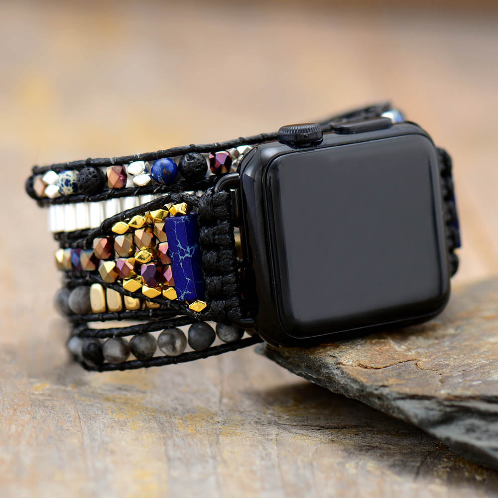 Black Labradorite & Lava Apple Watch Band
