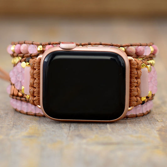 Rose Quartz & Rhodonite Apple Watch Band