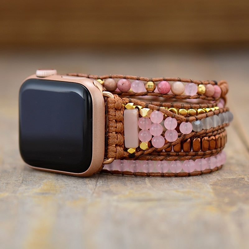 Rose Quartz & Rhodonite Apple Watch Band