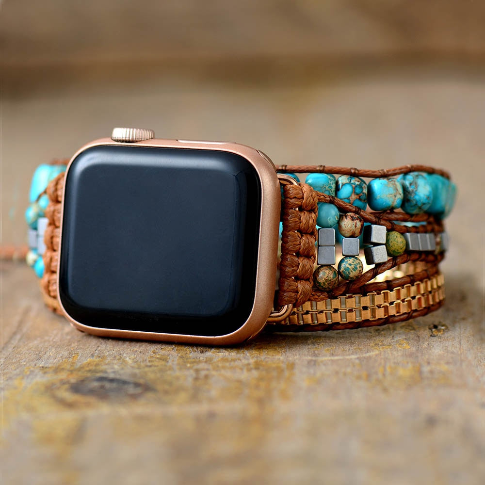 Sehaya Gold Line Turquoise Apple Watch Band 01