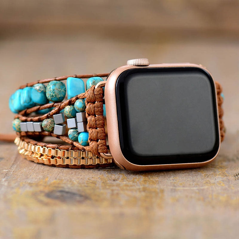 Sehaya Gold Line Turquoise Apple Watch Band 03