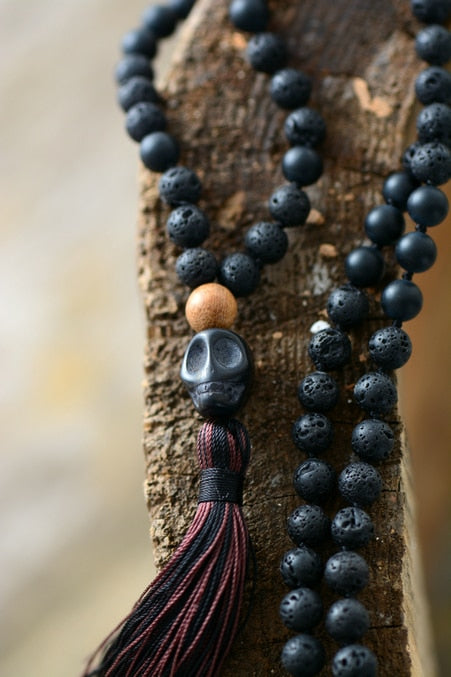 Lava Stone Skull Necklace